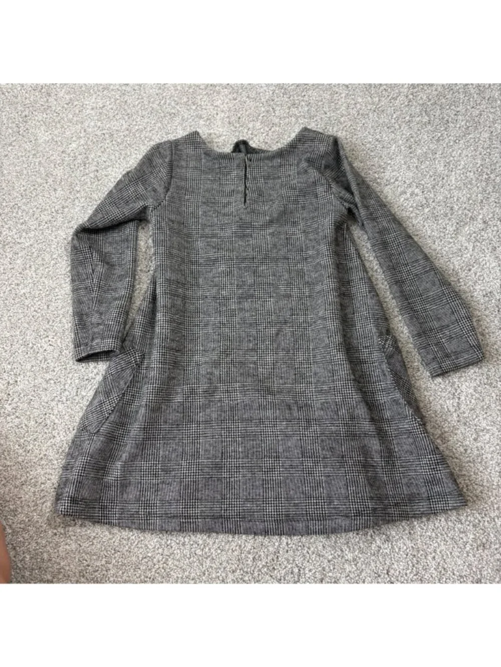 Next Dress Girls 3/4 Years Charcoal Plaid Print